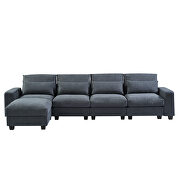 Dark gray linen u-style feather filled sectional sofa with reversible chaise by La Spezia additional picture 6