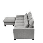 Light gray linen u-style feather filled sectional sofa with reversible chaise by La Spezia additional picture 5