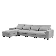 Light gray linen u-style feather filled sectional sofa with reversible chaise by La Spezia additional picture 6