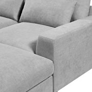 Light gray linen u-style feather filled sectional sofa with reversible chaise by La Spezia additional picture 7