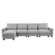 Light gray linen u-style feather filled sectional sofa with reversible chaise by La Spezia additional picture 8