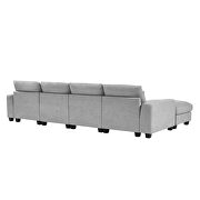 Light gray linen u-style feather filled sectional sofa with reversible chaise by La Spezia additional picture 9