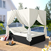 U_style outdoor patio wicker sunbed daybed with beige cushions and adjustable seats by La Spezia additional picture 10