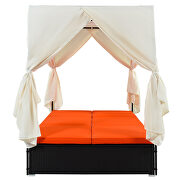 U_style outdoor patio wicker sunbed daybed with orange cushions and adjustable seats by La Spezia additional picture 2