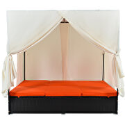 U_style outdoor patio wicker sunbed daybed with orange cushions and adjustable seats by La Spezia additional picture 5
