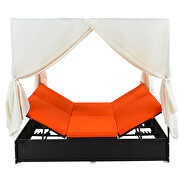 U_style outdoor patio wicker sunbed daybed with orange cushions and adjustable seats by La Spezia additional picture 6