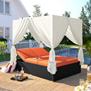 U_style outdoor patio wicker sunbed daybed with orange cushions and adjustable seats by La Spezia additional picture 9
