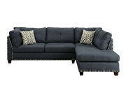 Dark blue linen sectional sofa and ottoman by La Spezia additional picture 2