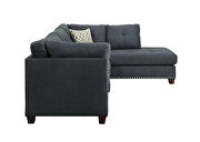 Dark blue linen sectional sofa and ottoman by La Spezia additional picture 4