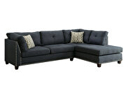 Dark blue linen sectional sofa and ottoman by La Spezia additional picture 6