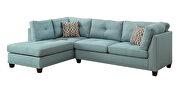 Light teal linen sectional sofa and ottoman by La Spezia additional picture 3