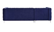 Navy blue velvet left facing sectional sofa additional photo 3 of 5