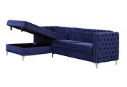 Navy blue velvet left facing sectional sofa by La Spezia additional picture 4