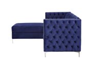 Navy blue velvet left facing sectional sofa by La Spezia additional picture 6