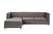 Gray velvet left facing sectional sofa additional photo 3 of 6