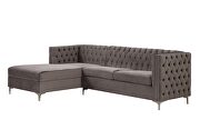 Gray velvet left facing sectional sofa by La Spezia additional picture 7