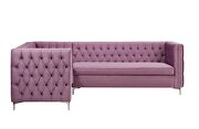 Purple velvet button tufting sectional sofa by La Spezia additional picture 10