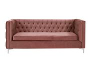 Dusty pink velvet button tufting sectional sofa by La Spezia additional picture 6