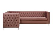 Dusty pink velvet button tufting sectional sofa by La Spezia additional picture 7