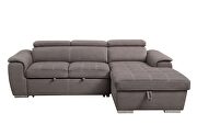 Light brown pu sleeper sectional sofa with storage by La Spezia additional picture 2