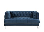 Charcoal gray button tufted velvet loveseat additional photo 2 of 2