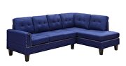 Blue linen right facing sectional sofa by La Spezia additional picture 3