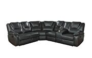 Power reclining sectional made with faux leather in black by La Spezia additional picture 2
