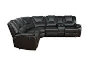 Power reclining sectional made with faux leather in black by La Spezia additional picture 3