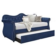 Upholstered velvet wood daybed with trundle in navy by La Spezia additional picture 3