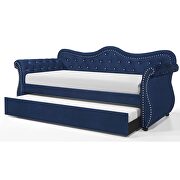 Upholstered velvet wood daybed with trundle in navy by La Spezia additional picture 4