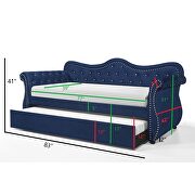Upholstered velvet wood daybed with trundle in navy by La Spezia additional picture 6