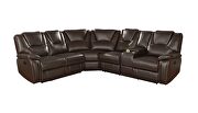 Power reclining sectional made with faux leather in brown by La Spezia additional picture 3