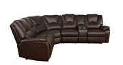 Power reclining sectional made with faux leather in brown by La Spezia additional picture 7