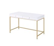 White high gloss finish with a gold metal base desk by La Spezia additional picture 4
