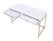 White high gloss finish with a gold metal base desk by La Spezia additional picture 5