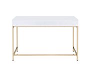 White high gloss finish with a gold metal base desk by La Spezia additional picture 6
