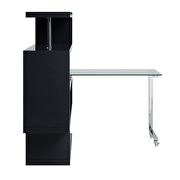 Clear glass top and black/ chrome finish writing desk with shelf by La Spezia additional picture 2