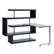 Clear glass top and black/ chrome finish writing desk with shelf by La Spezia additional picture 5