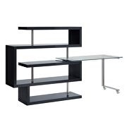 Clear glass top and black/ chrome finish writing desk with shelf by La Spezia additional picture 6