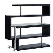 Clear glass top and black/ chrome finish writing desk with shelf by La Spezia additional picture 7