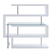 Clear glass top and white/ chrome finish writing desk with shelf by La Spezia additional picture 2