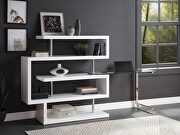 Clear glass top and white/ chrome finish writing desk with shelf by La Spezia additional picture 3