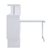 Clear glass top and white/ chrome finish writing desk with shelf by La Spezia additional picture 5