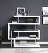 Clear glass top and white/ chrome finish writing desk with shelf by La Spezia additional picture 6