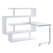 Clear glass top and white/ chrome finish writing desk with shelf by La Spezia additional picture 7