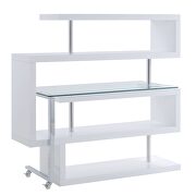 Clear glass top and white/ chrome finish writing desk with shelf by La Spezia additional picture 8