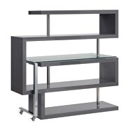 Clear glass top and gray/ chrome finish writing desk with shelf by La Spezia additional picture 3