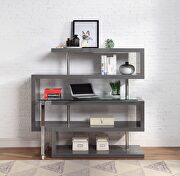 Clear glass top and gray/ chrome finish writing desk with shelf by La Spezia additional picture 4