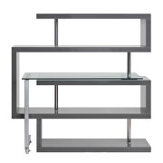 Clear glass top and gray/ chrome finish writing desk with shelf by La Spezia additional picture 6
