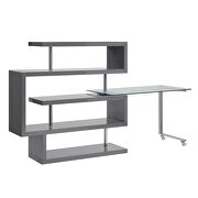 Clear glass top and gray/ chrome finish writing desk with shelf by La Spezia additional picture 7